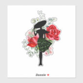 Rode Roos en Mode Aangepast Sticker (Vel)