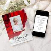 Rode roos en parels vieren begrafenis kaart