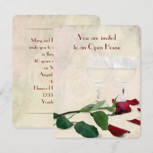 rode roos en wijndag kaart (Voorkant / Achterkant)