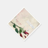 rode roos en wijnglas servetten (Hoek)