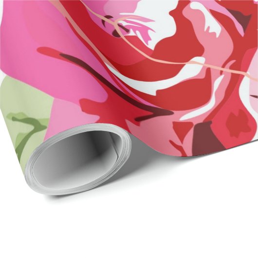 Rode roos en wit klassiek print inpakpapier (Rol Hoek)