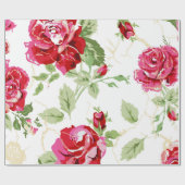 Rode roos en wit klassiek print inpakpapier (Vlak)