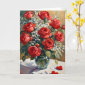 Rode Roos en Witte Baby's Breath Valentijnskaart Kaart (Gele Bloem)