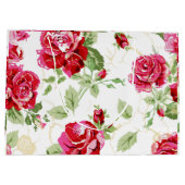 Rode roos en witte klassieke print grote cadeautas (Achterkant)
