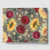 Rode Roos en Zonnebloem Rustieke Herfst Bruiloft Gastenboek (Achterkant)