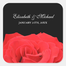 Rode Roos en Zwart Bruiloft Favor Label