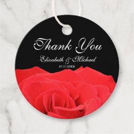 Rode Roos en Zwarte Bruiloft Dank U Bedankjes Labels
