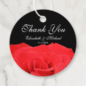 Rode Roos en Zwarte Bruiloft Dank U Bedankjes Labels (Voorkant)