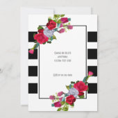 Rode roos en zwarte streep bruiloft kaart (Achterkant)