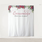 Rode Roos Eucalyptus Elegante Quinceanera Achtergr Wandkleed (Voorkant)