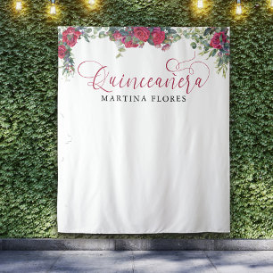 Rode Roos Eucalyptus Elegante Quinceanera Achtergr Wandkleed