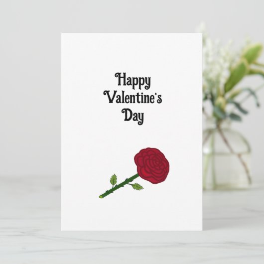 Rode roos feestdagenkaart (Staand voorkant)