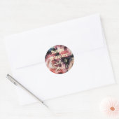 rode roos , floreel , elegant , flora , retro ronde sticker (Envelop)