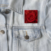 Rode Roos Foto Kunst Vierkante Button 5,1 Cm (In situ)