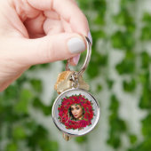 Rode Roos Foto Ontwerp Met Aangepaste Tekst Sleutelhanger (Hand)