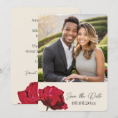 Rode Roos Foto Save the date Kaart (Voorkant / Achterkant)