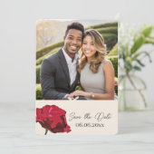 Rode Roos Foto Save the date Kaart (Staand voorkant)