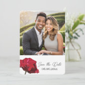 Rode Roos Foto Save the date Kaart (Staand voorkant)