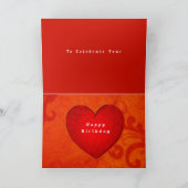 Rode Roos Gelukkig Verjaardag Vouwbare Verjaardags Kaart (Binnen)