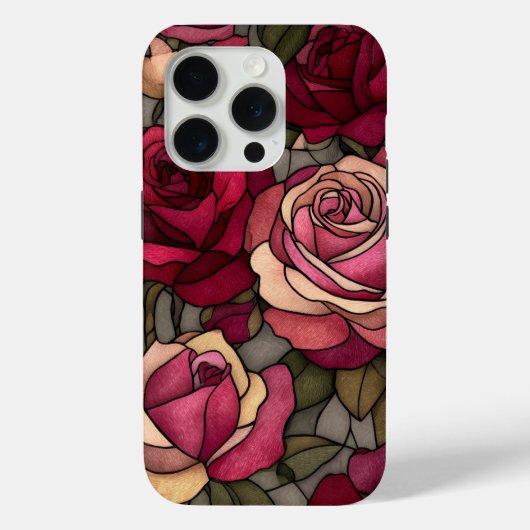 Rode Roos Glas-in-Lood Ontwerp Case-Mate iPhone Case (Achterkant)