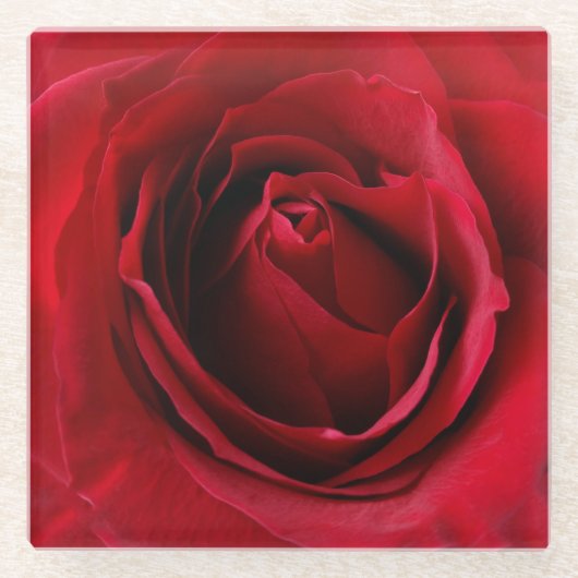rode roos glazen onderzetter (Voorkant)
