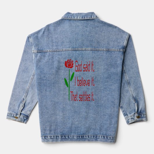 Rode Roos God Zei Het Ik Geloof Het Dat Is Het Dan Denim Jacket (Achterkant)