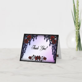 Rode Roos Gotische Trouw IJzeren Poort Paars Bedankkaart