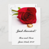 Rode Roos & Gouden Diamanten Ring Aankondigingskaart (Voorkant / Achterkant)