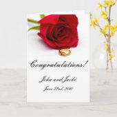 Rode Roos & Gouden Diamanten Ring Kaart (Gele Bloem)