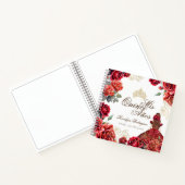 Rode Roos Gouden Elegante Mis Quince Gast  Notitieboek (Binnen)