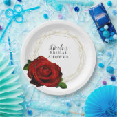 Rode Roos Gouden Geometrische Glam Bruidscadeau Papieren Bordje (Feest)