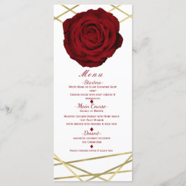 Rode Roos & Gouden Lijnen Bloemrijke Elegante Fees Menu