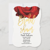 Rode Roos Gouden Script Moderne Trendy Bruidsdouch Kaart (Voorkant)