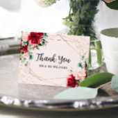 Rode Roos & Gouden Waterverf Bruiloft Dank u Kaart