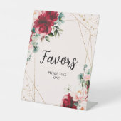 Rode Roos & Gouden Waterverf Douche Favorieten Sig Reclamebord Met Voetstuk (Voorkant)