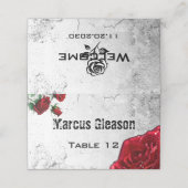 Rode Roos & Grunge Getextureerde Bruiloft Plaats K Plaatskaartje (Buitenkant ongevouwen)