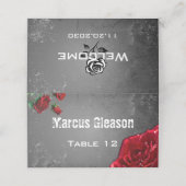 Rode Roos & Grunge Getextureerde Bruiloft Plaats K Plaatskaartje (Buitenkant ongevouwen)