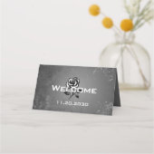 Rode Roos & Grunge Getextureerde Bruiloft Plaats K Plaatskaartje (Achterkant)