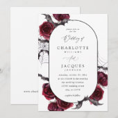 Rode Roos Halloween Vleermuizen Bruiloft - Wit Kaart (Voorkant / Achterkant)