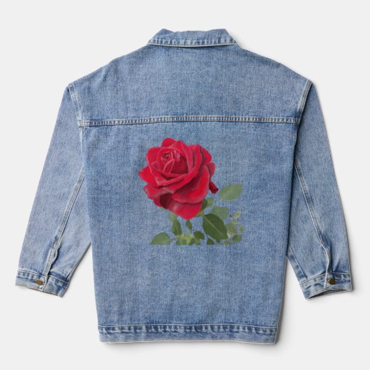 Rode Roos - Handgeschilderd Denim Jacket (Achterkant)