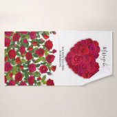 Rode Roos Hart Romantisch Bloemstuk Aangepaste Tek Badhanddoek (Badhanddoek)