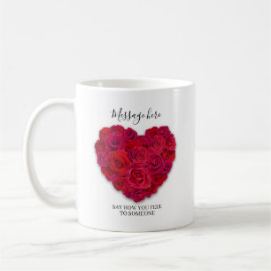 Rode Roos Hart Romantisch Bloemstuk Aangepaste Tek Koffiemok