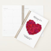 Rode Roos Hart Romantische Bloemen Aangepaste Teks Planner (Display)