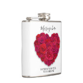 Rode Roos Hart Romantische Bloemstuk Aangepaste Te Heupfles (Rechts)