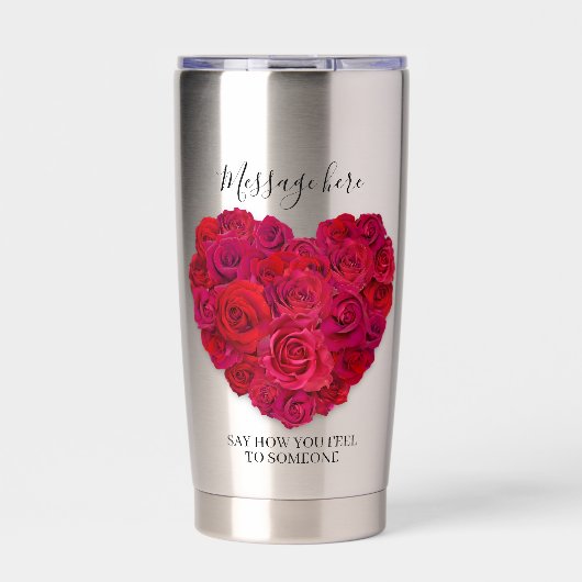 Rode Roos Hart Romantische Bloemstukken Aangepaste Geïsoleerde Drinkbeker (Voorkant)