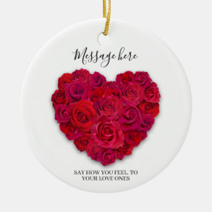 Rode Roos Hart Romantische Bloemstukken Aangepaste Keramisch Ornament
