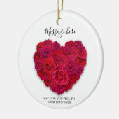 Rode Roos Hart Romantische Bloemstukken Aangepaste Keramisch Ornament (Links)
