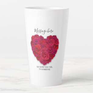 Rode Roos Hart Romantische Bloemstukken Aangepaste Latte Mok
