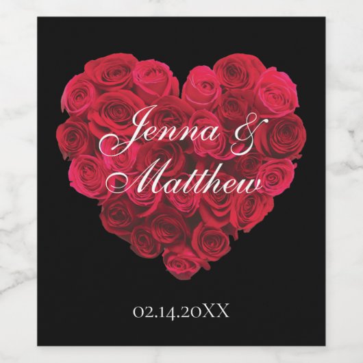 Rode Roos Hart Valentijnsdag Feest Wijn Etiket (Enkel label)