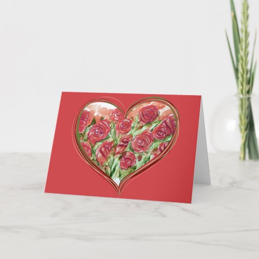 Rode Roos Hart Valentijnsdag Valentijn Kaart (Voorkant)